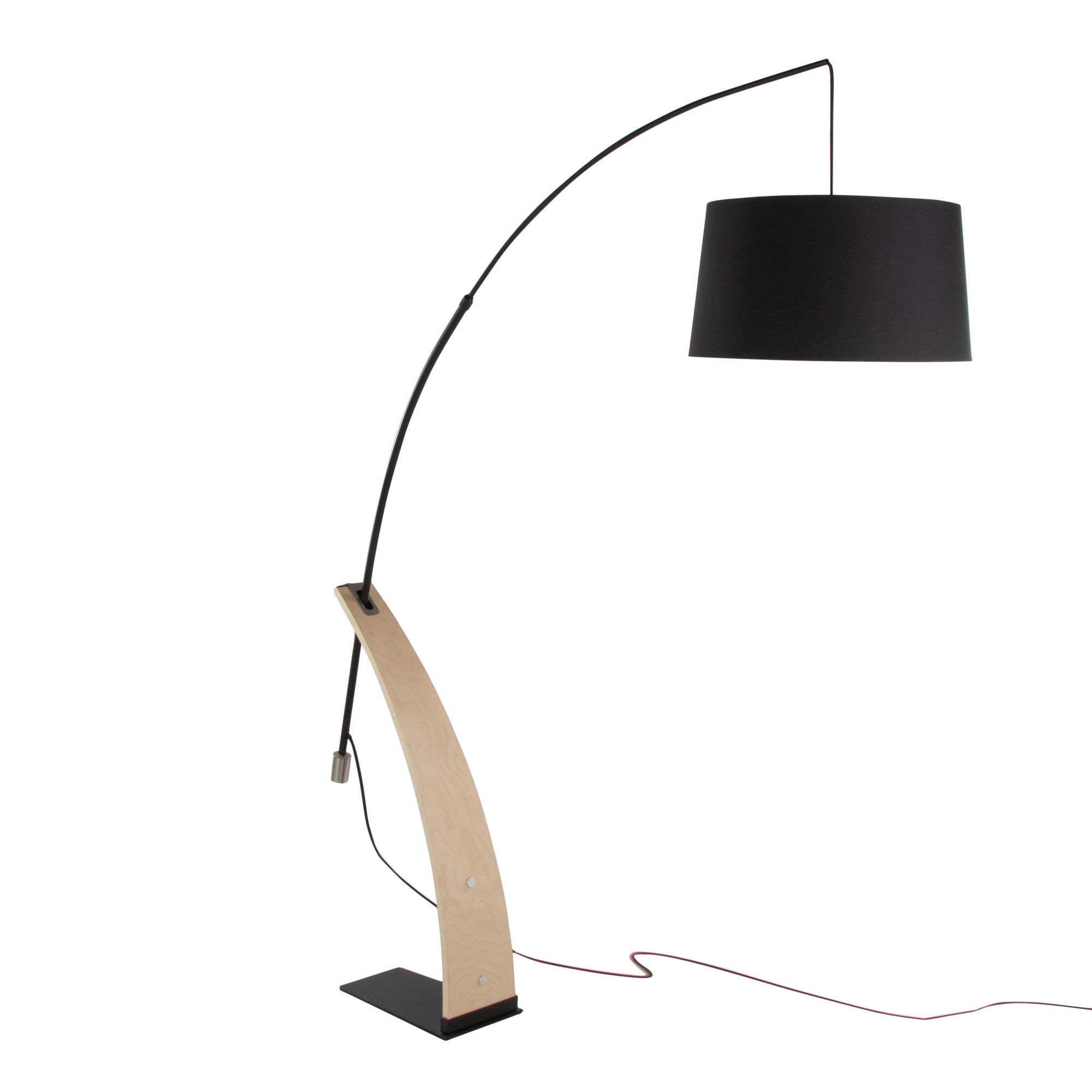Robyn Floor Lamp - Natural Wood, Black Metal, Black Linen