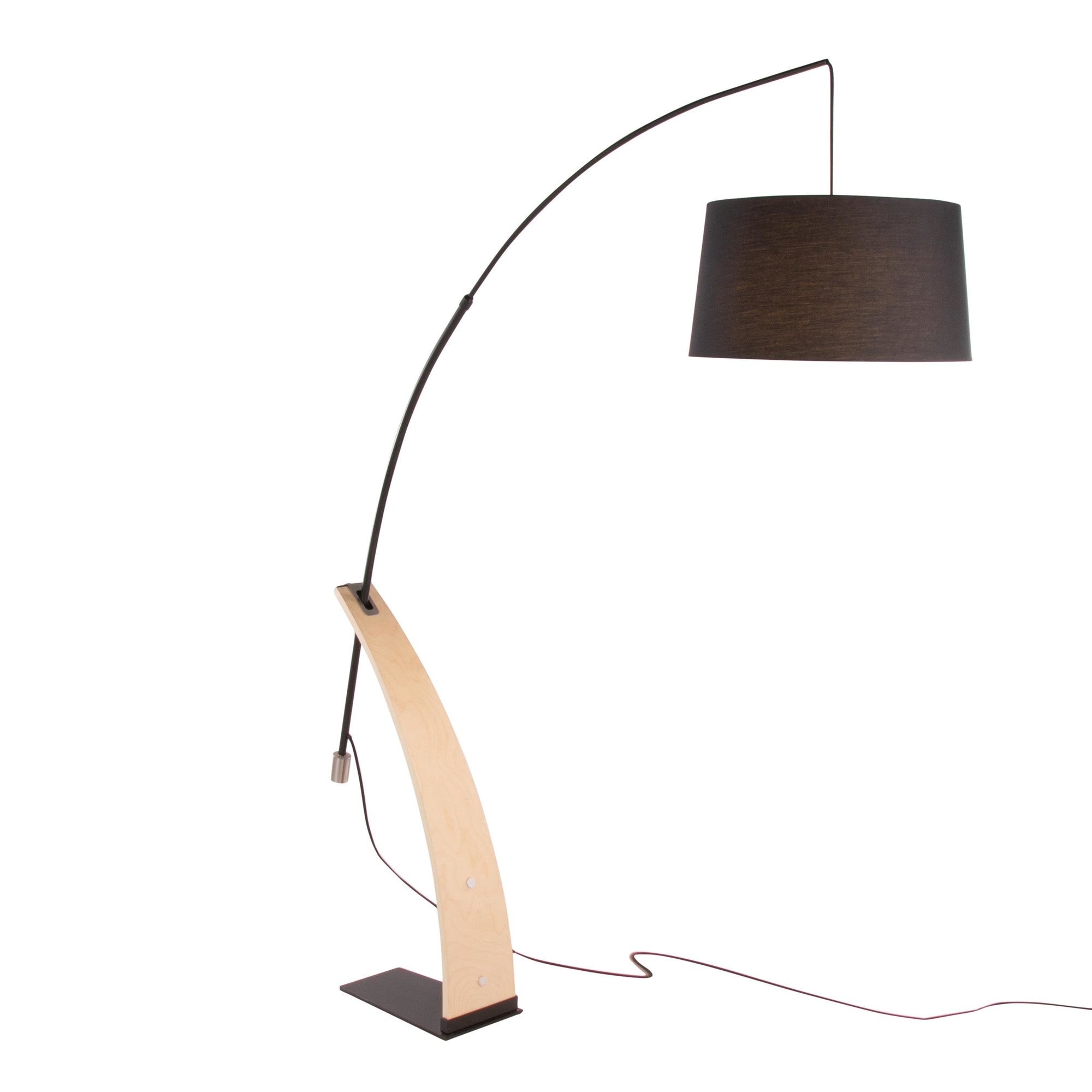 Robyn Floor Lamp - Natural Wood, Black Metal, Black Linen