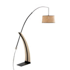 Robyn-salon Floor Lamp - Natural Wood, Black Metal, Natural Rattan