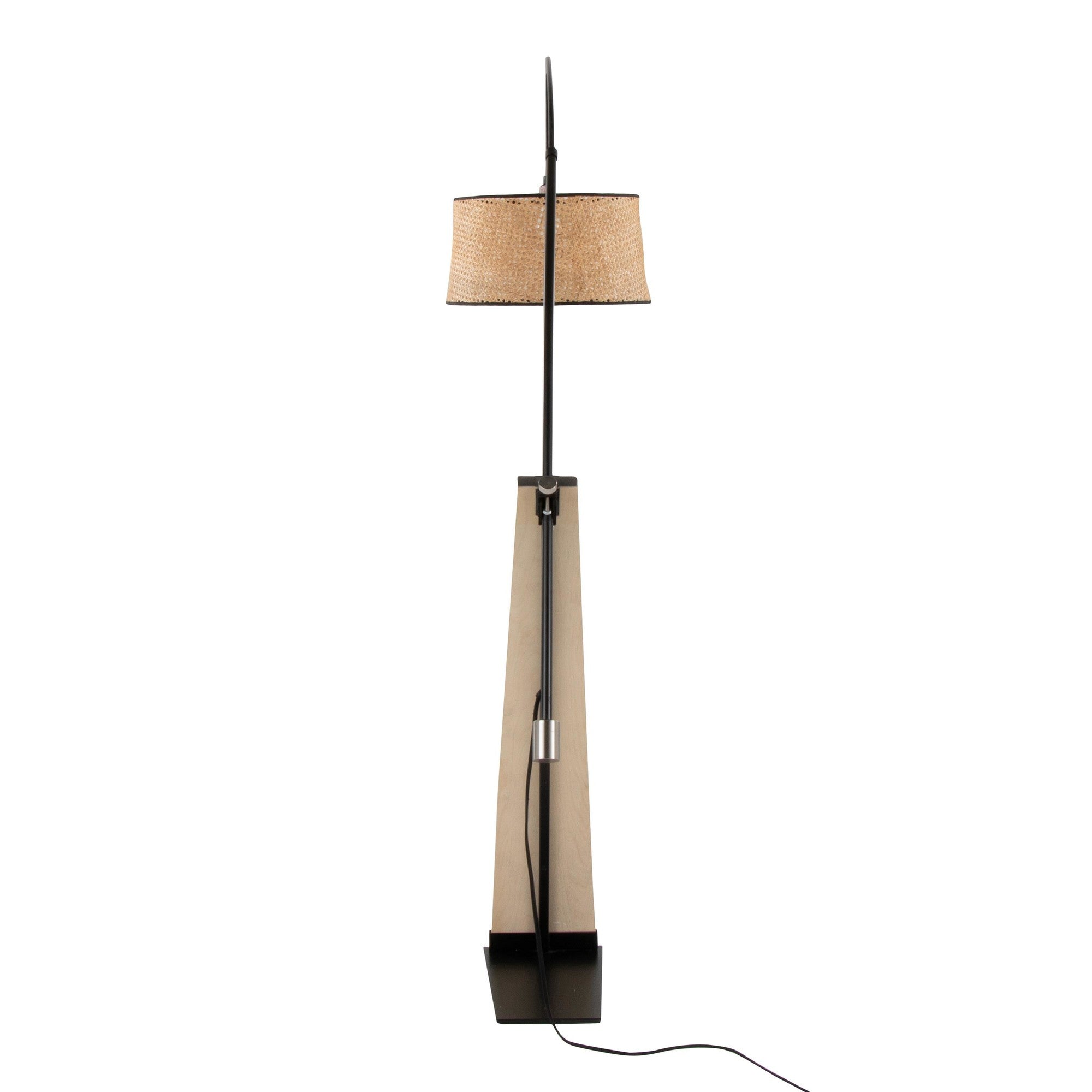 Robyn-salon Floor Lamp - Natural Wood, Black Metal, Natural Rattan