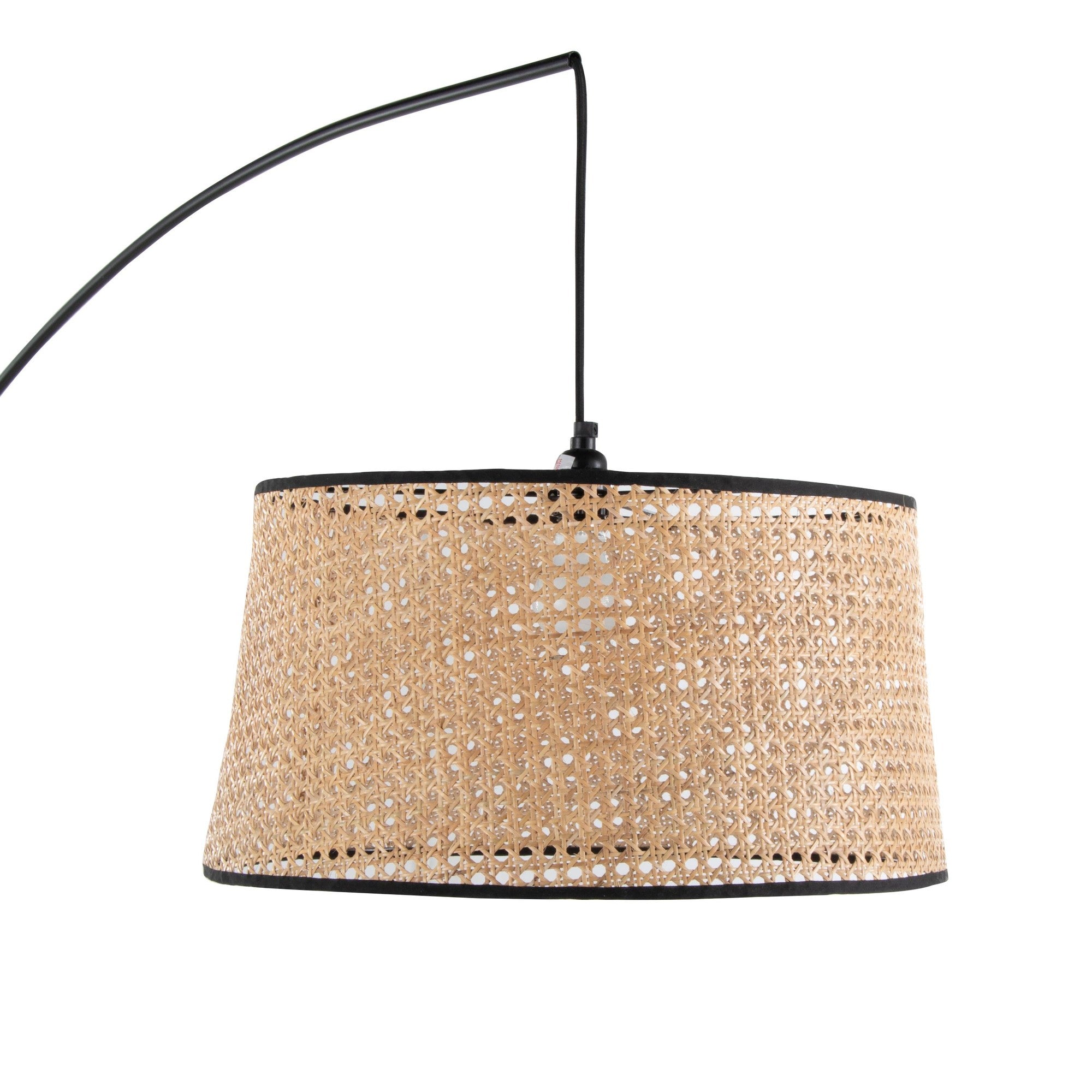 Robyn-salon Floor Lamp - Natural Wood, Black Metal, Natural Rattan