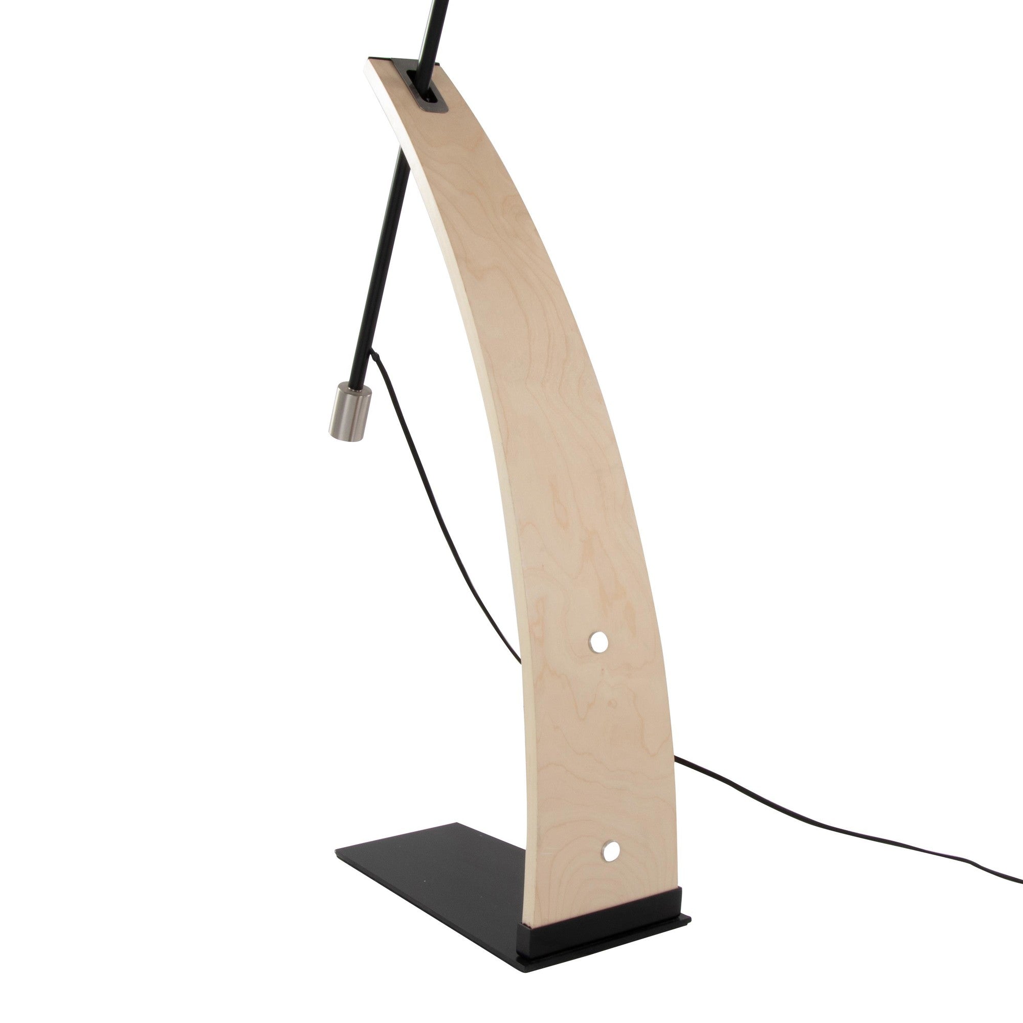 Robyn-salon Floor Lamp - Natural Wood, Black Metal, Natural Rattan