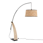 Robyn-salon Floor Lamp - Natural Wood, Black Metal, Natural Rattan