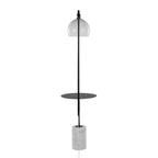 Symbol 66" Metal Floor Lamp With Side Table - Black Metal, White Marble, White Glass
