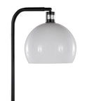 Symbol 66" Metal Floor Lamp With Side Table - Black Metal, White Marble, White Glass