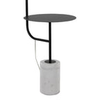 Symbol 66" Metal Floor Lamp With Side Table - Black Metal, White Marble, White Glass