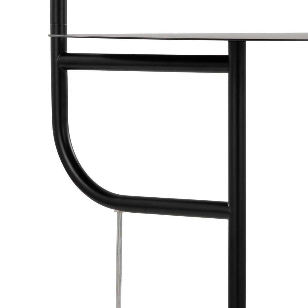 Symbol 66" Metal Floor Lamp With Side Table - Black Metal, White Marble, White Glass