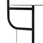Symbol 66" Metal Floor Lamp With Side Table - Black Metal, White Marble, White Glass