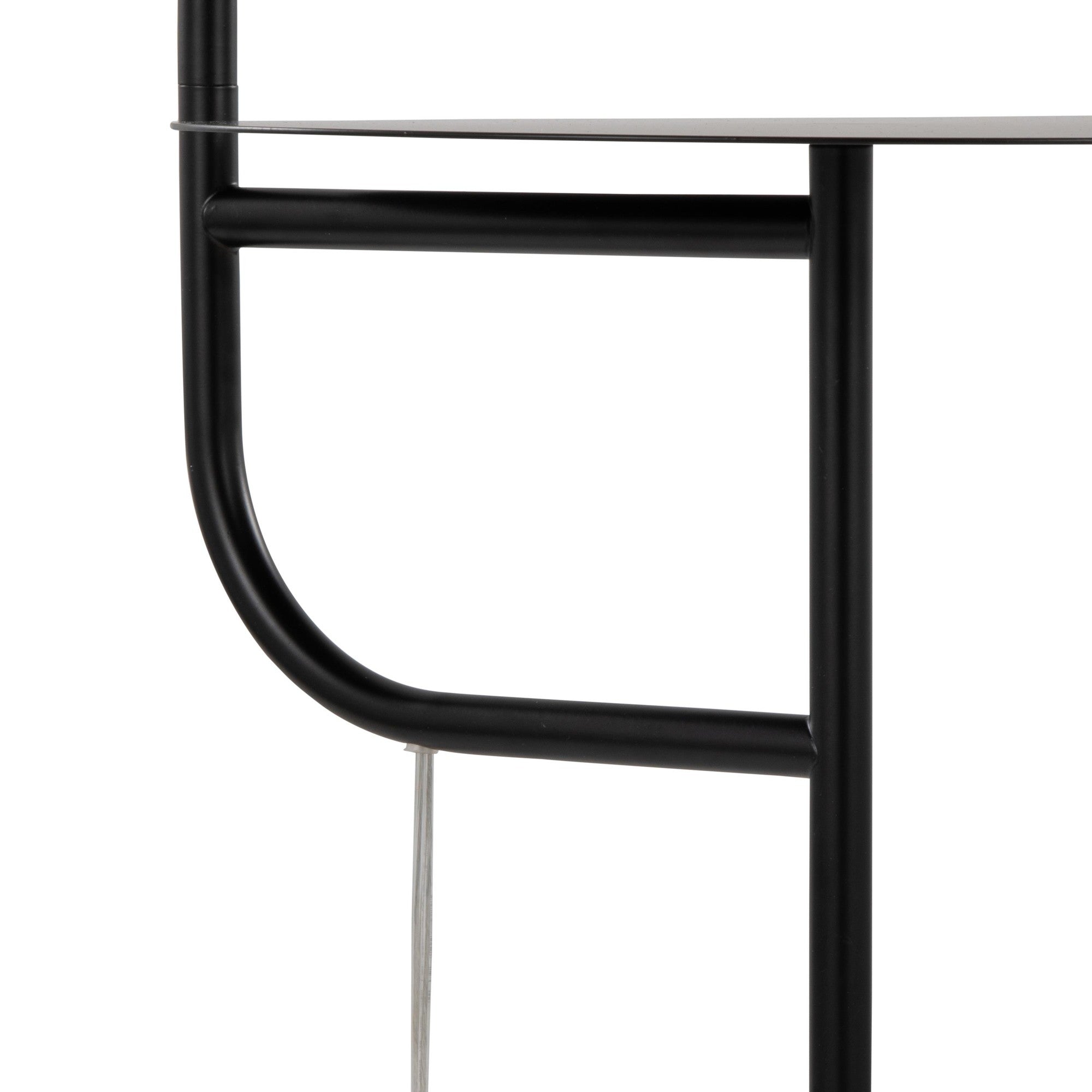 Symbol 66" Metal Floor Lamp With Side Table - Black Metal, White Marble, White Glass
