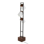 Bento 67" Metal Floor Lamp - Black Metal, Walnut Wood, White Shade