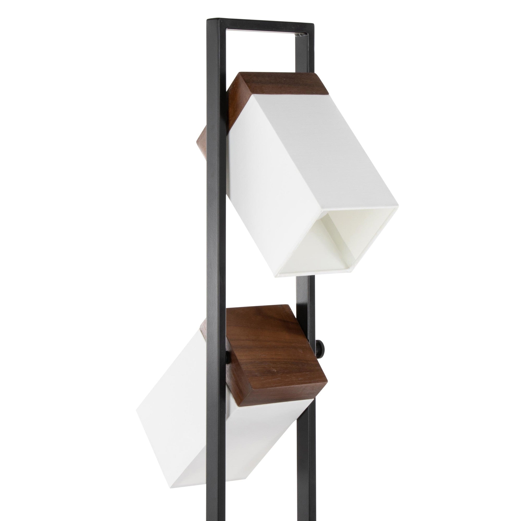 Bento 67" Metal Floor Lamp - Black Metal, Walnut Wood, White Shade