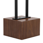 Bento 67" Metal Floor Lamp - Black Metal, Walnut Wood, White Shade
