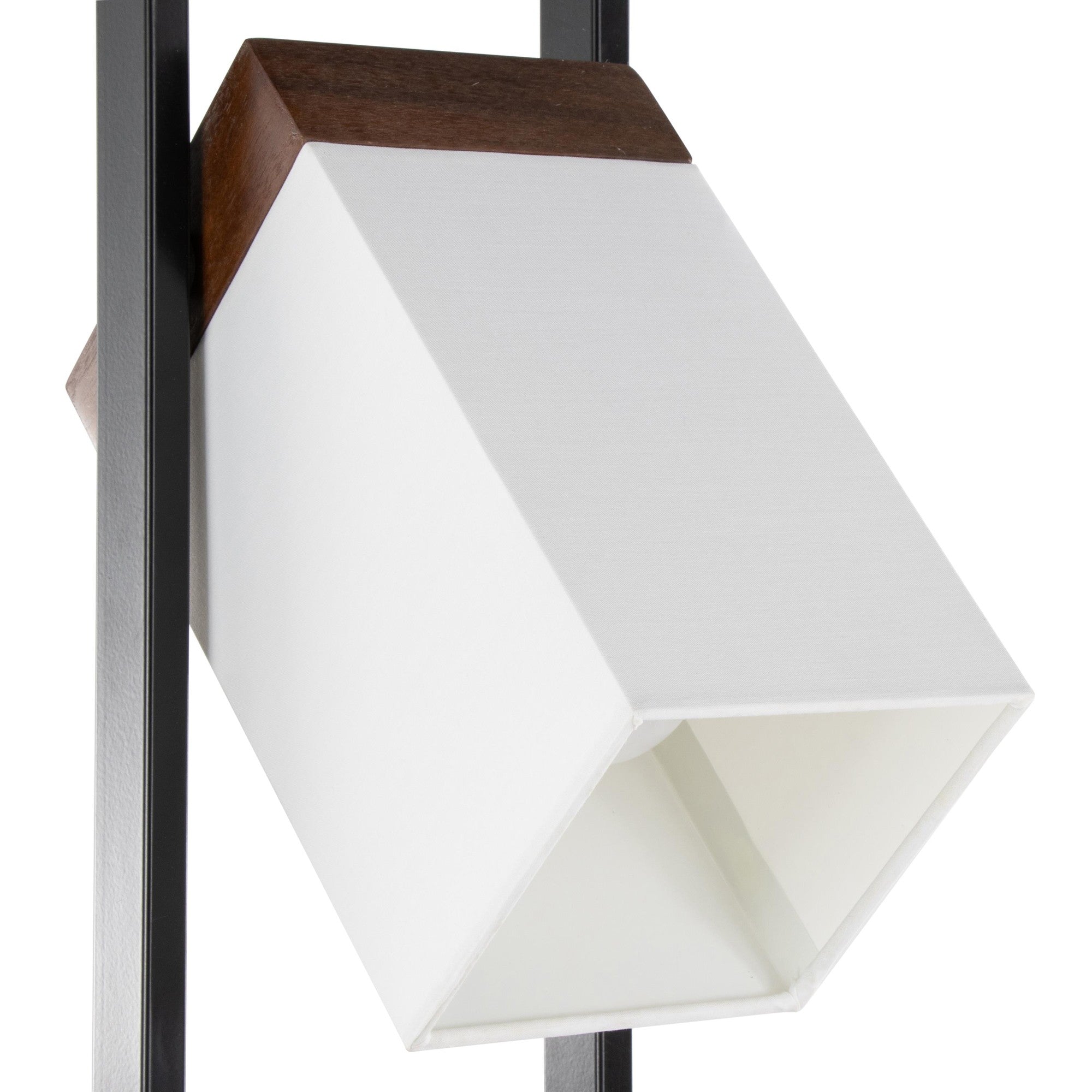 Bento 67" Metal Floor Lamp - Black Metal, Walnut Wood, White Shade