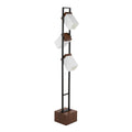 Bento 67" Metal Floor Lamp - Black Metal, Walnut Wood, White Shade
