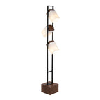 Bento 67" Metal Floor Lamp - Black Metal, Walnut Wood, White Shade