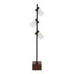 Bento 67" Metal Floor Lamp - Black Metal, Walnut Wood, White Shade