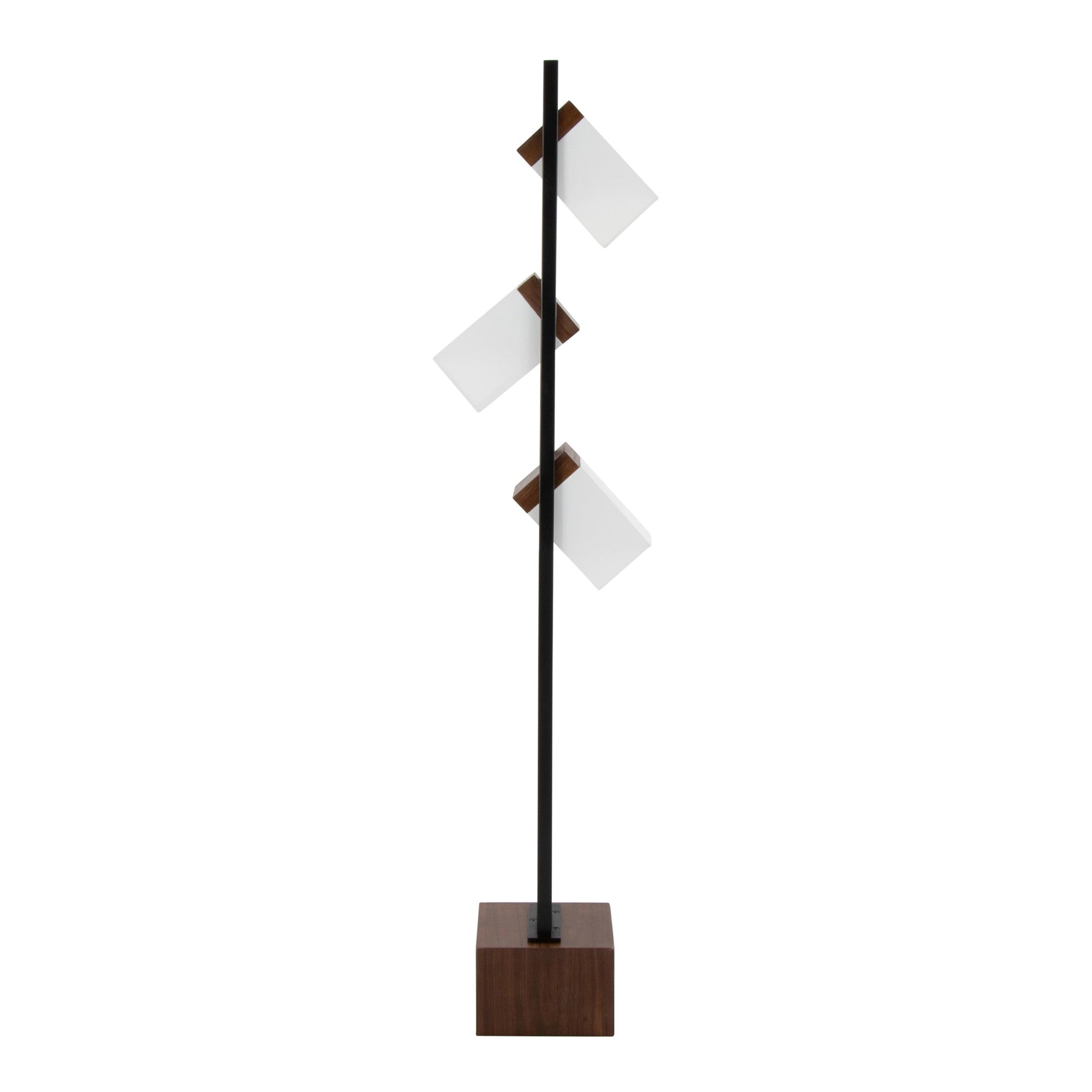 Bento 67" Metal Floor Lamp - Black Metal, Walnut Wood, White Shade