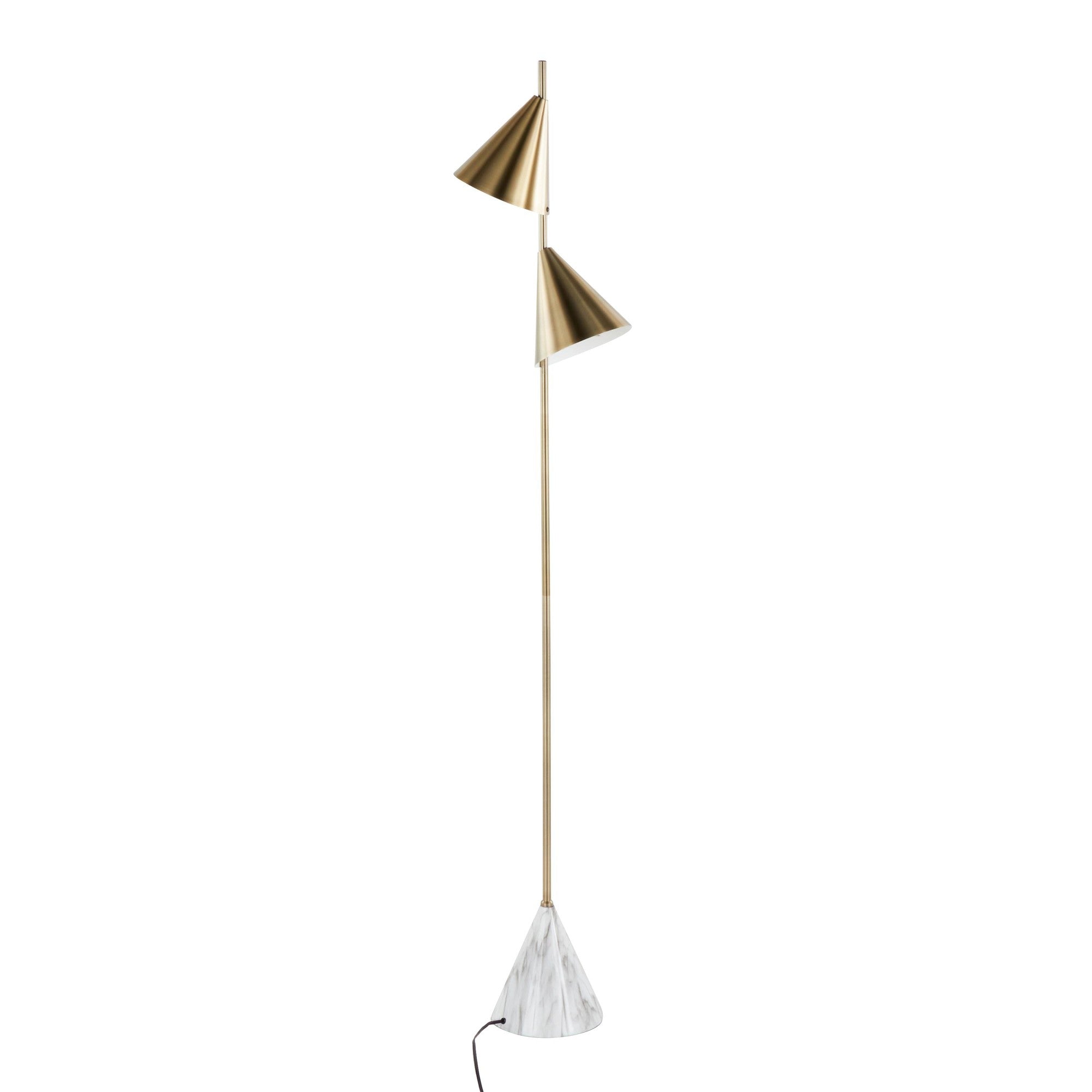 Cone 65" Metal Floor Lamp - Gold Metal, White Faux Marble