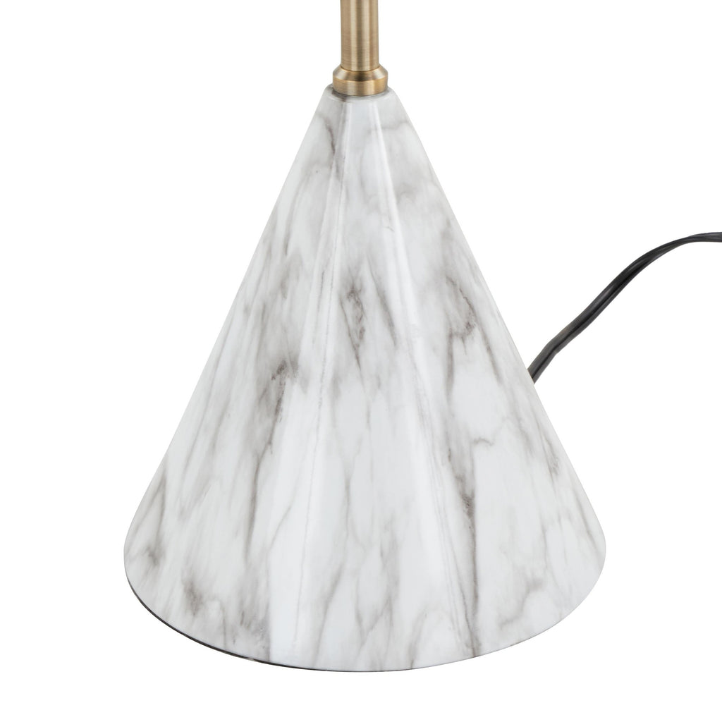 Cone 65" Metal Floor Lamp - Gold Metal, White Faux Marble