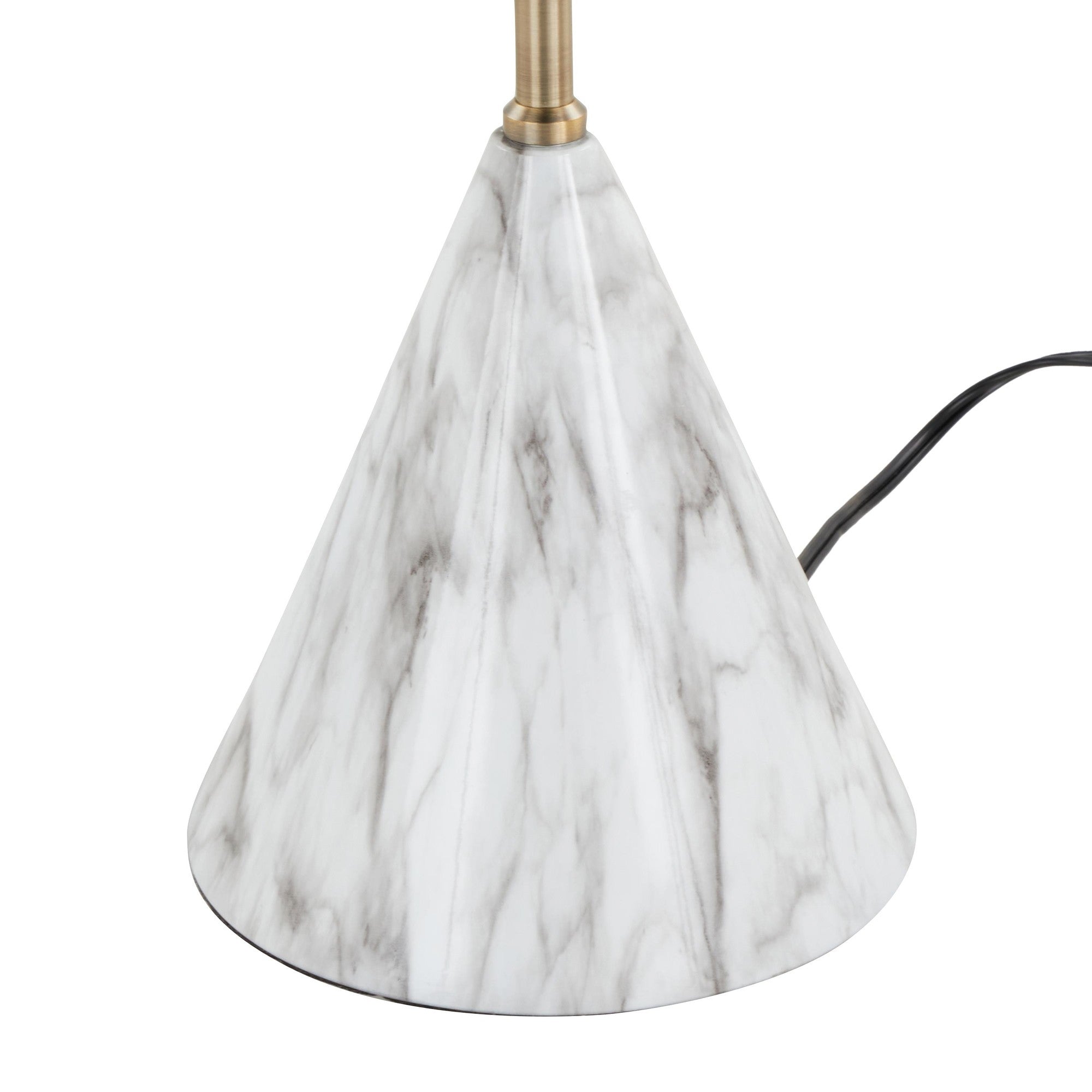 Cone 65" Metal Floor Lamp - Gold Metal, White Faux Marble