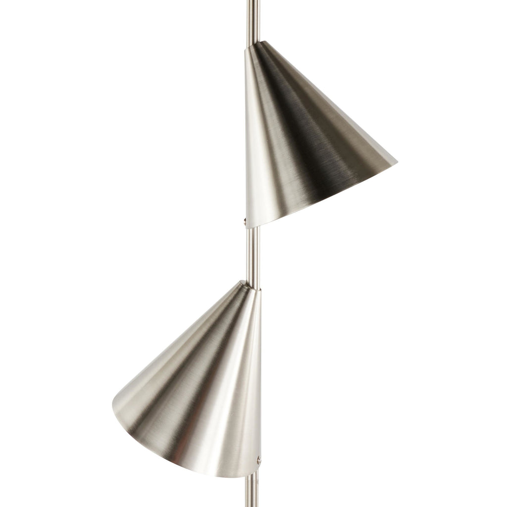 Cone 65" Metal Floor Lamp - Plated Nickel, Black Faux Marble