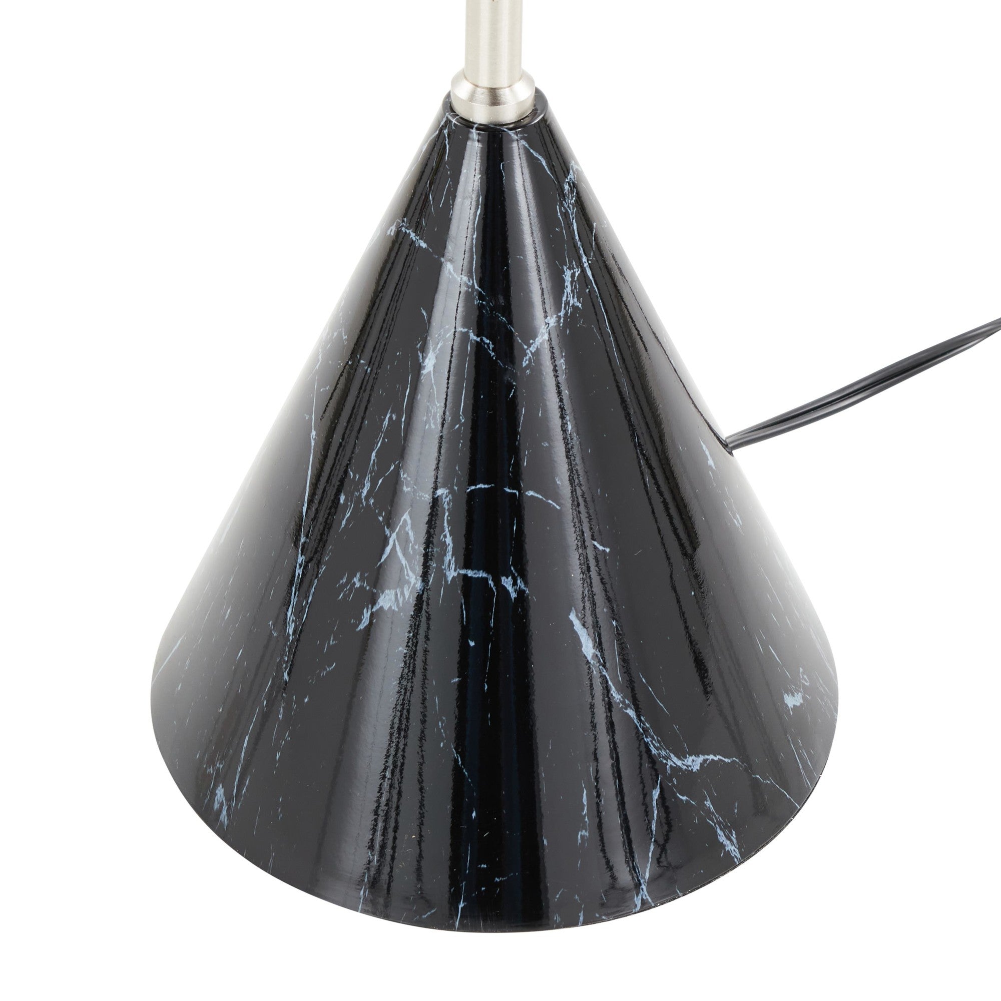 Cone 65" Metal Floor Lamp - Plated Nickel, Black Faux Marble