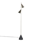 Cone 65" Metal Floor Lamp - Plated Nickel, Black Faux Marble