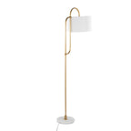 Leslie 63" Floor Lamp - White Marble, Gold Metal, White Linen