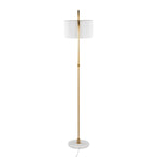 Leslie 63" Floor Lamp - White Marble, Gold Metal, White Linen