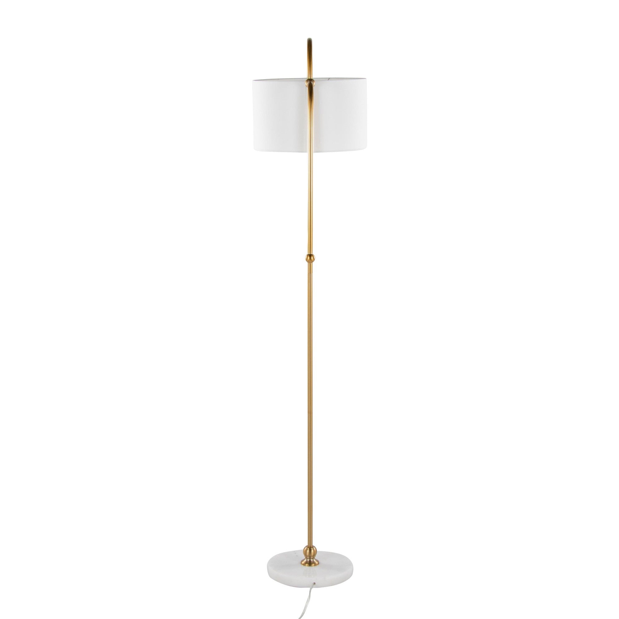 Leslie 63" Floor Lamp - White Marble, Gold Metal, White Linen