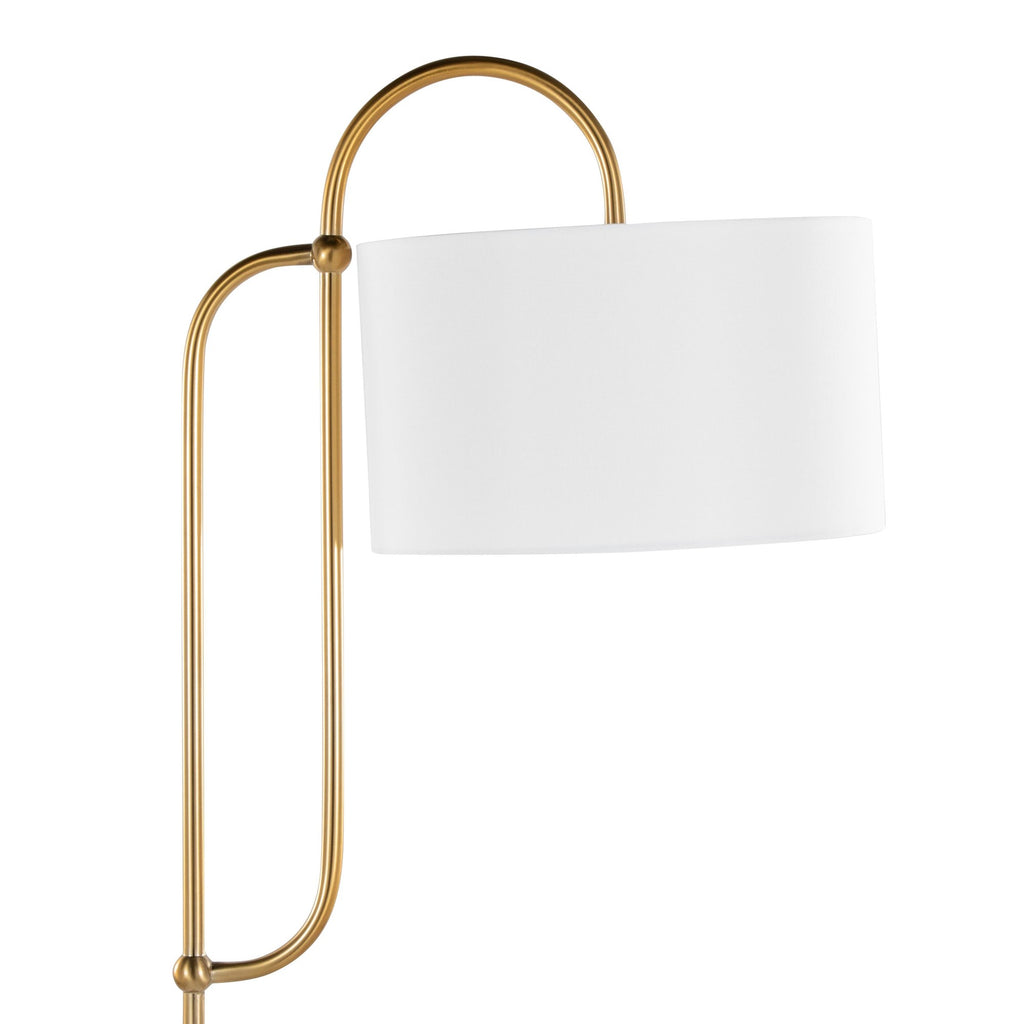 Leslie 63" Floor Lamp - White Marble, Gold Metal, White Linen