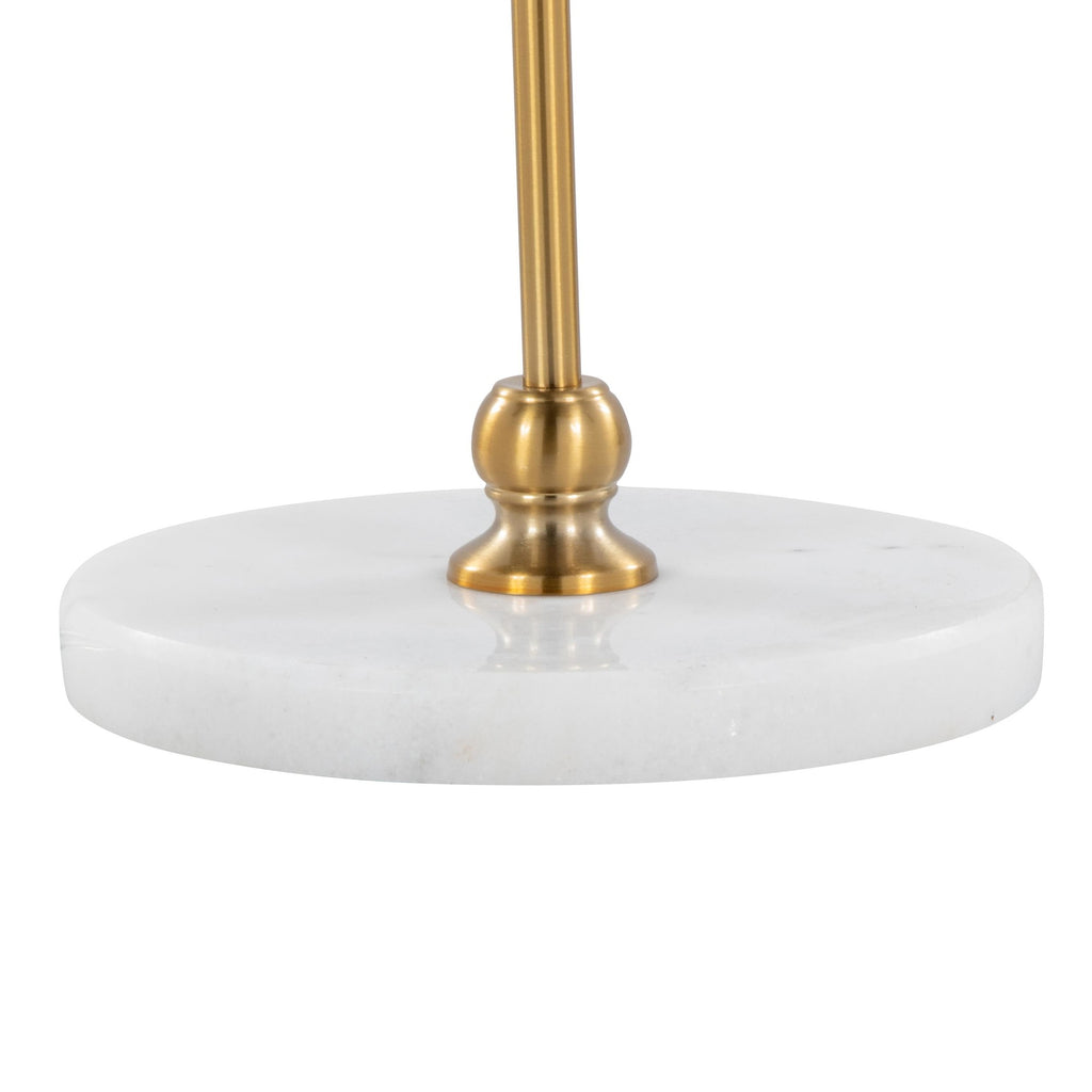 Leslie 63" Floor Lamp - White Marble, Gold Metal, White Linen