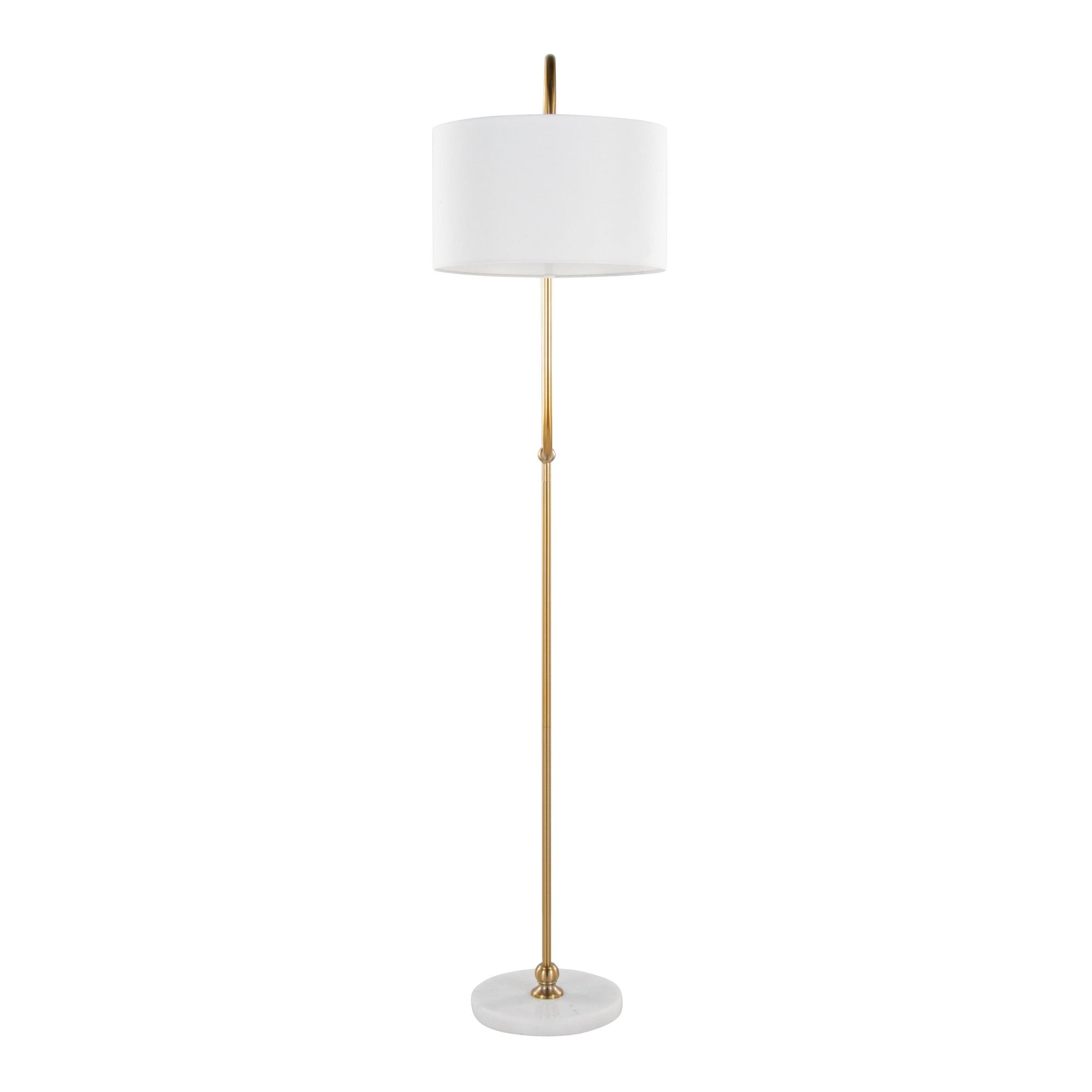 Leslie 63" Floor Lamp - White Marble, Gold Metal, White Linen