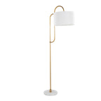 Leslie 63" Floor Lamp - White Marble, Gold Metal, White Linen