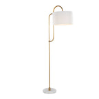 Leslie 63" Floor Lamp - White Marble, Gold Metal, White Linen