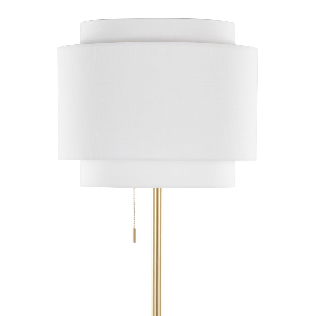 Tier 64" Metal Floor Lamp - Gold Metal, Off-white Linen