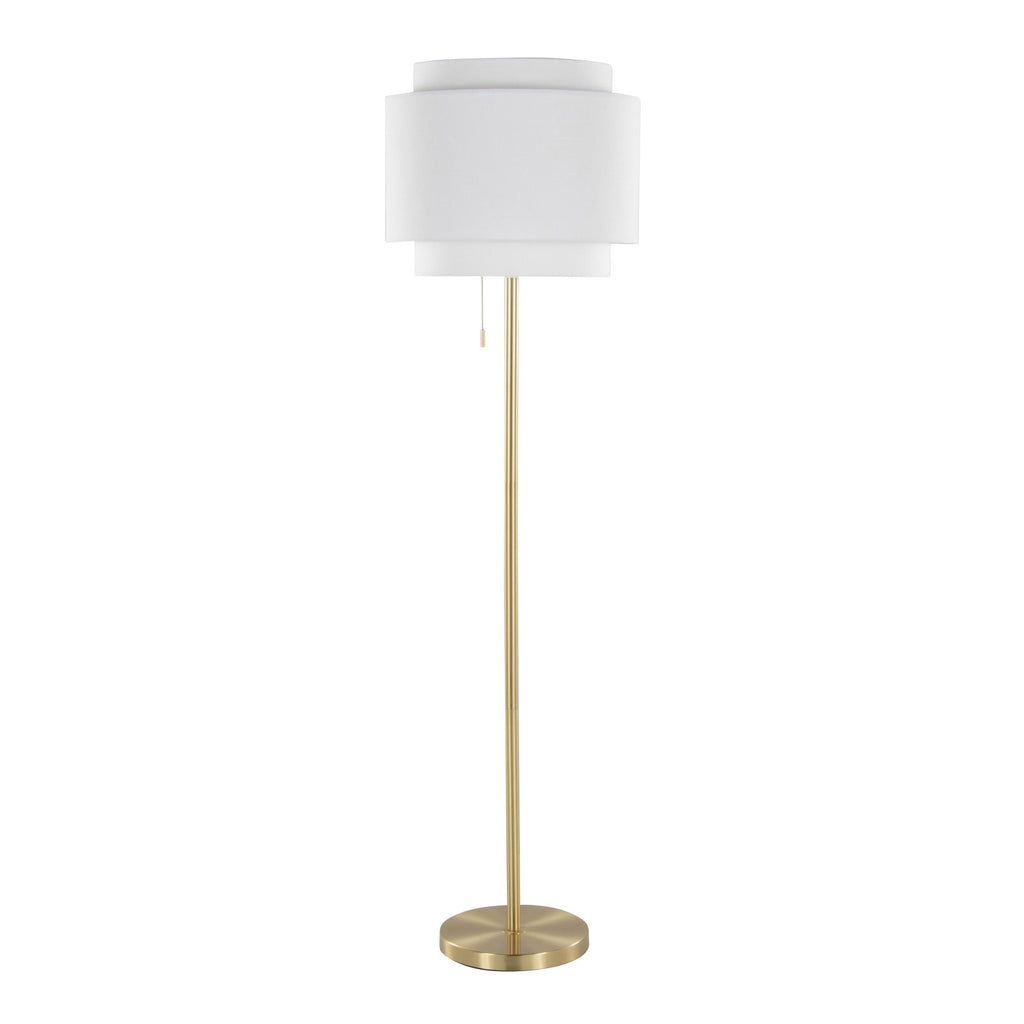 Tier 64" Metal Floor Lamp - Gold Metal, Off-white Linen