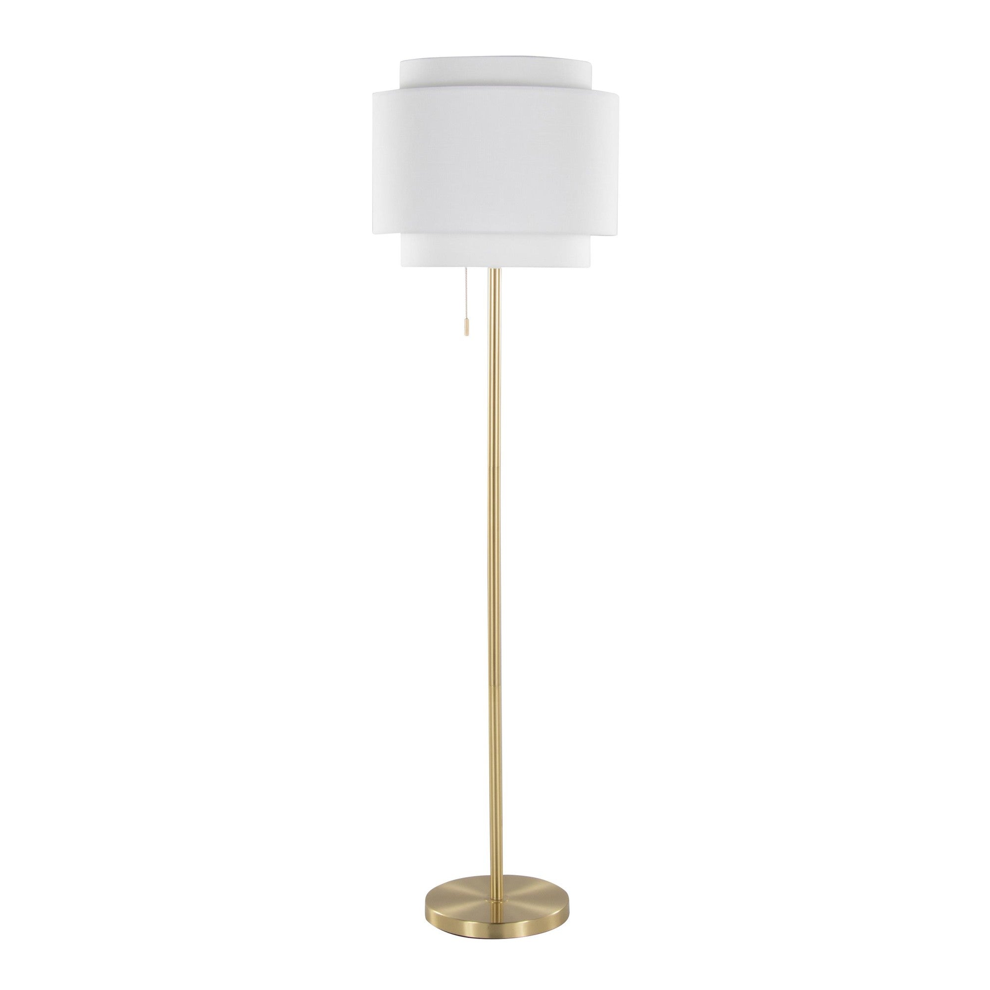 Tier 64" Metal Floor Lamp - Gold Metal, Off-white Linen