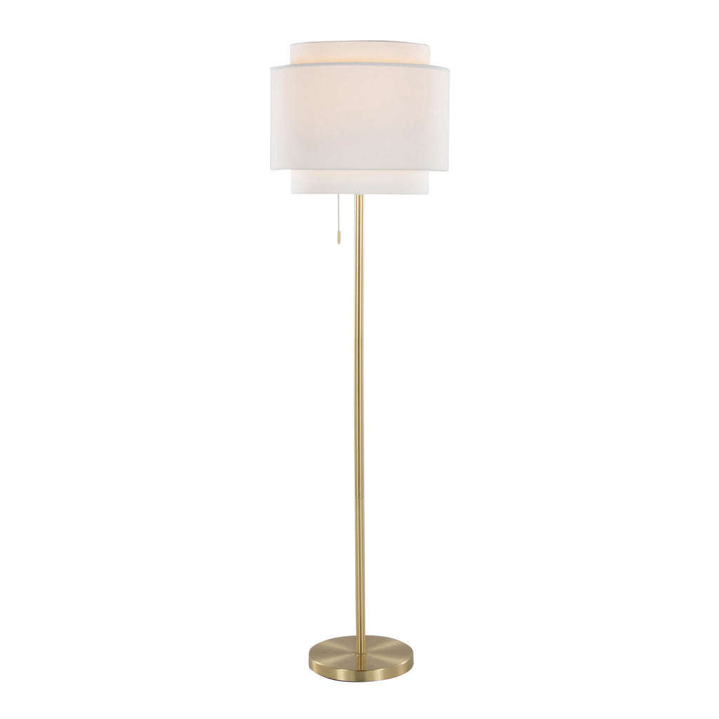Tier 64" Metal Floor Lamp - Gold Metal, Off-white Linen