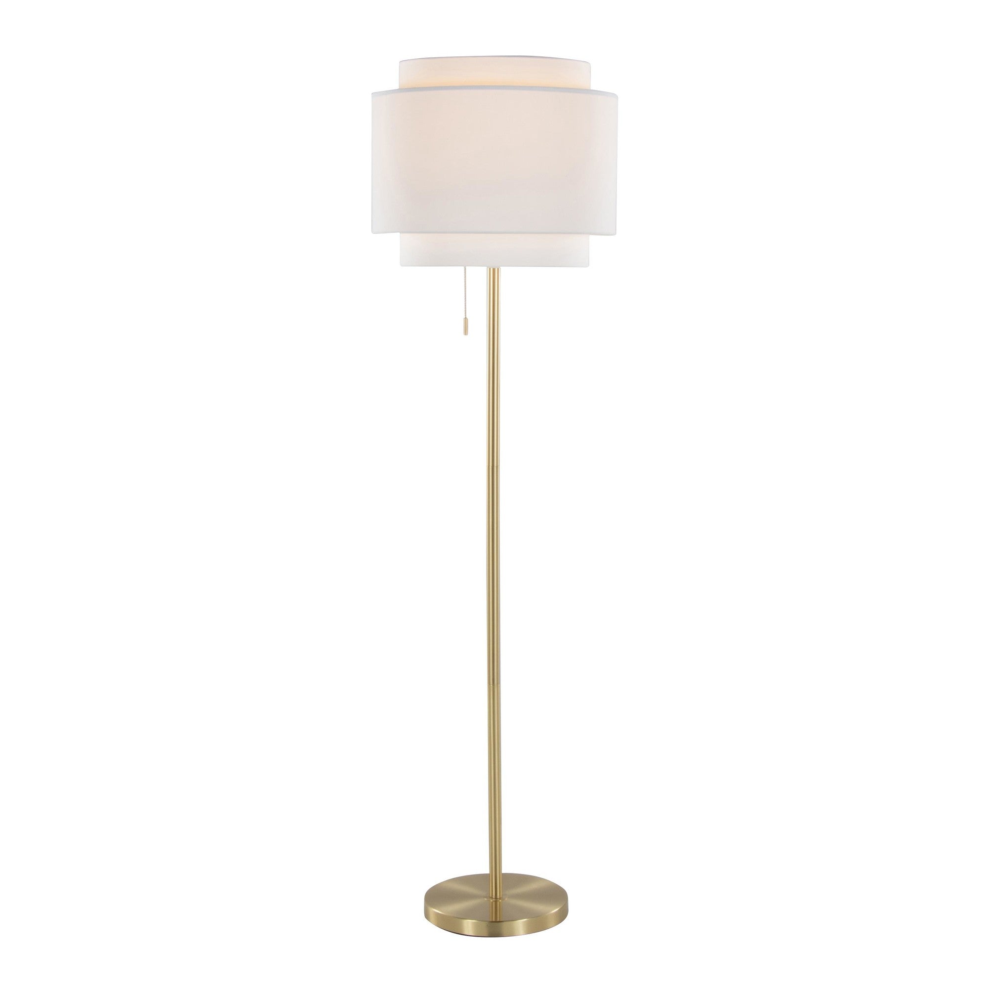 Tier 64" Metal Floor Lamp - Gold Metal, Off-white Linen