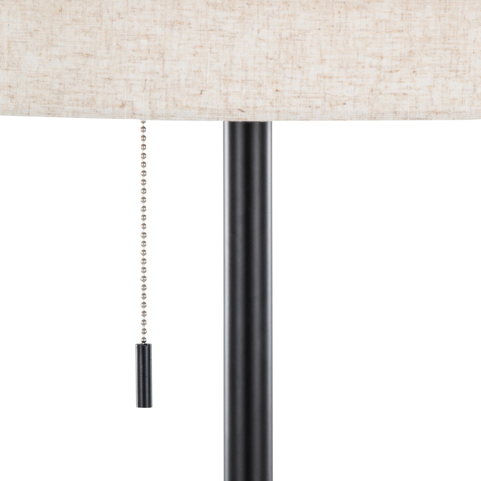 Tier 64" Metal Floor Lamp - Black Metal, Biege Linen
