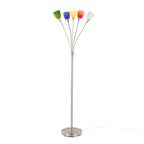 Medusa®  71" Metal Floor Lamp 5 Arm - Brushed Nickel Finish, Multi-colored Glass