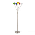 Medusa®  71" Metal Floor Lamp 5 Arm - Brushed Nickel Finish, Multi-colored Glass