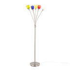 Medusa®  71" Metal Floor Lamp 5 Arm - Brushed Nickel Finish, Multi-colored Glass