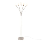 Medusa®  71" Metal Floor Lamp 5 Arm - Brushed Nickel Finish, White Glass