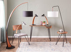 Avery Desk - Black Metal, Walnut Wood, Clear Glass