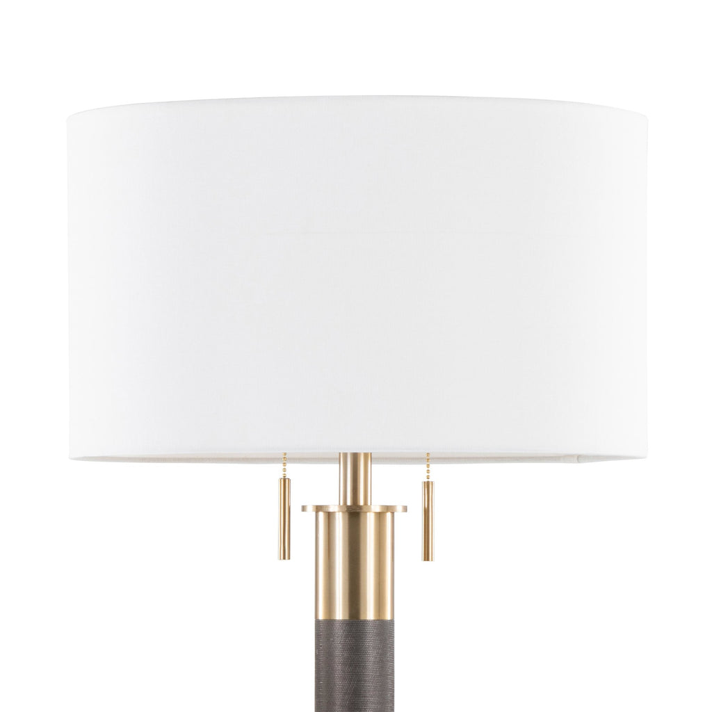 Trophy 62" Floor Lamp - Gold Metal, White Linen