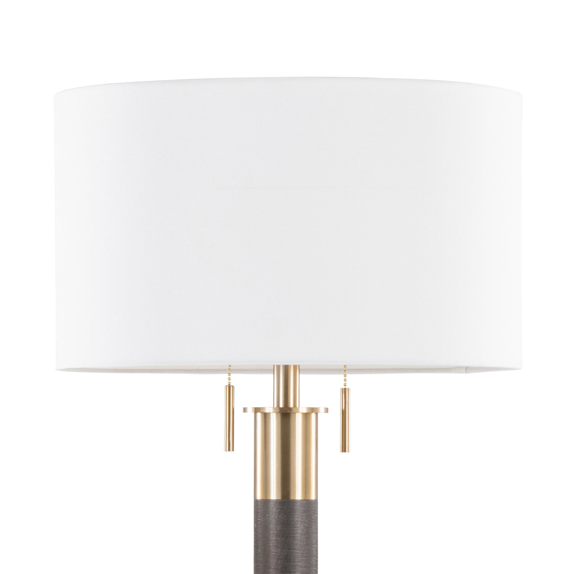 Trophy 62" Floor Lamp - Gold Metal, White Linen