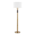 Trophy 62" Floor Lamp - Gold Metal, White Linen