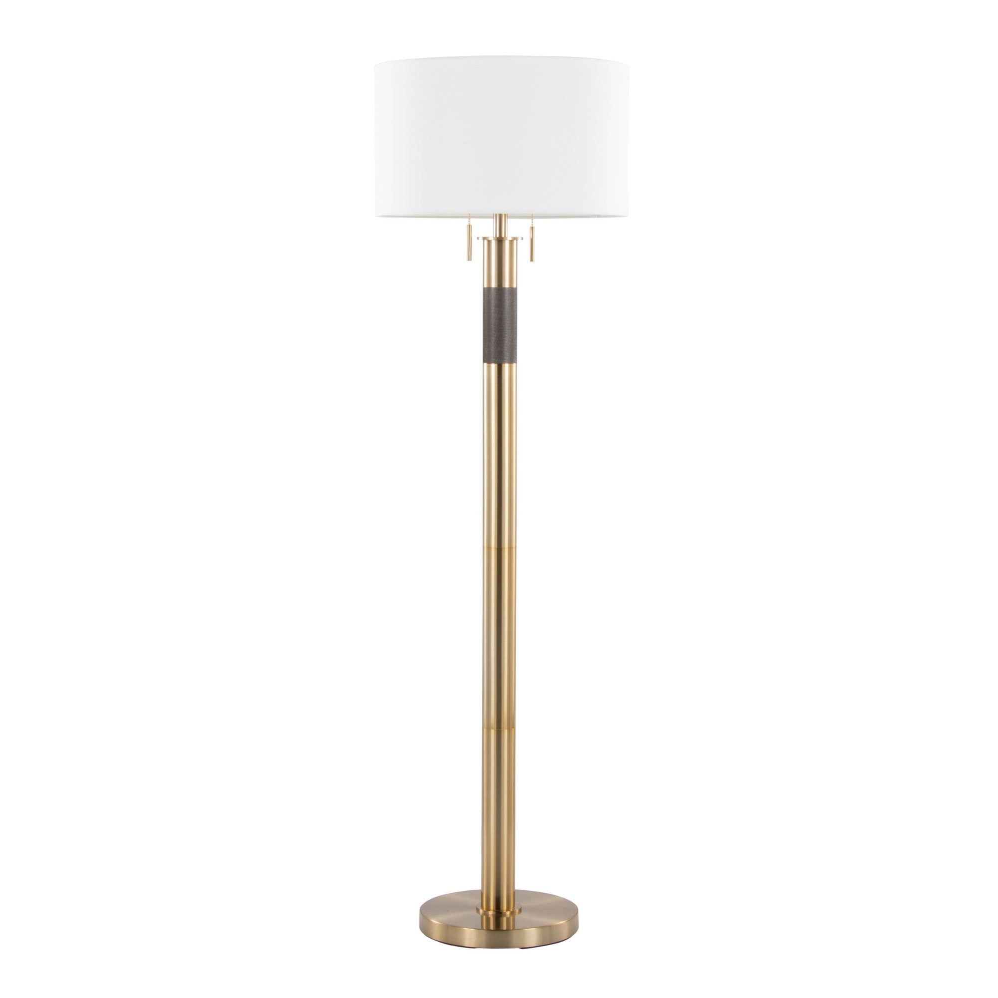 Trophy 62" Floor Lamp - Gold Metal, White Linen